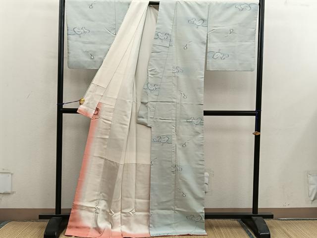 平和屋着物■上質な紬　椿花文　正絹　逸品　BAAY0387mz