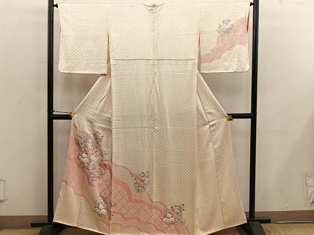 平和屋着物■訪問着　総絞り　菊花文　正絹　逸品　BAAY0388mz