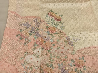 平和屋着物■訪問着　総絞り　菊花文　正絹　逸品　BAAY0388mz