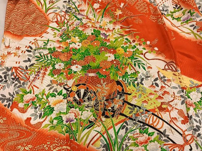 平和屋着物■豪華振袖　駒刺繍　花車文　金彩　正絹　逸品　BAAY0393mz