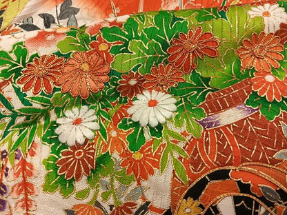 平和屋着物■豪華振袖　駒刺繍　花車文　金彩　正絹　逸品　BAAY0393mz