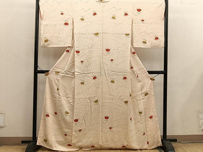 平和屋着物■上質な小紋　枝花文　正絹　逸品　BAAY0394mz