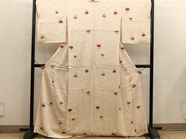 平和屋着物■上質な小紋　枝花文　正絹　逸品　BAAY0394mz