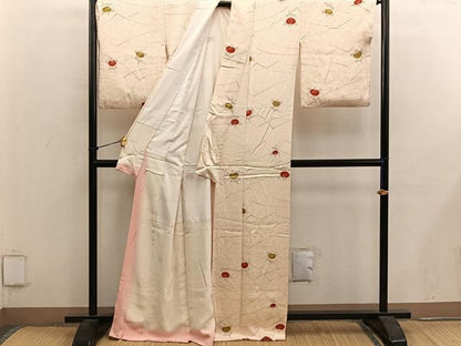 平和屋着物■上質な小紋　枝花文　正絹　逸品　BAAY0394mz