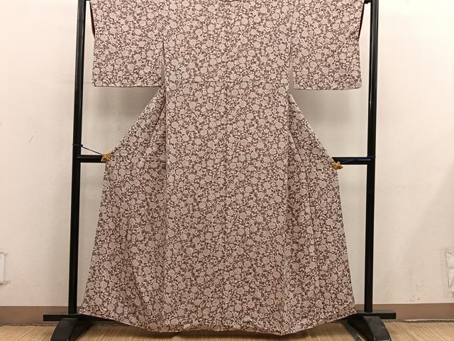 平和屋着物■上質な小紋　菊花文　鬼しぼ縮緬　正絹　逸品　BAAY0395mz