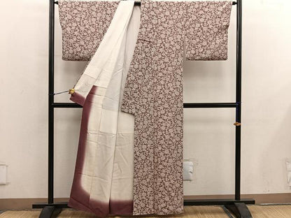 平和屋着物■上質な小紋　菊花文　鬼しぼ縮緬　正絹　逸品　BAAY0395mz