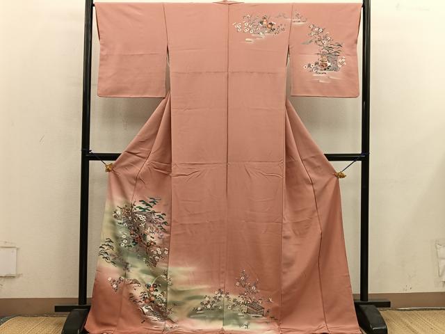 平和屋着物■訪問着　几帳花文　暈し染め　金彩　正絹　逸品　BAAY0396mz