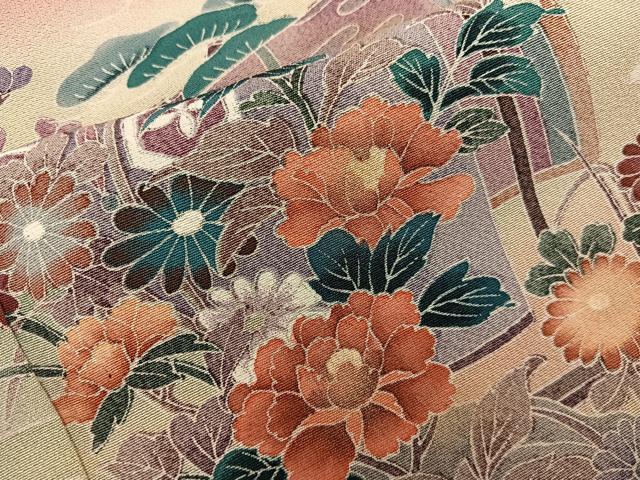 平和屋着物■訪問着　几帳花文　暈し染め　金彩　正絹　逸品　BAAY0396mz