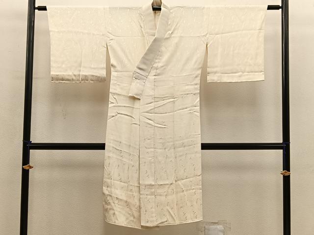 平和屋着物■長襦袢　無双仕立て　草花地紋　白色　正絹　逸品　BAAY0397mz