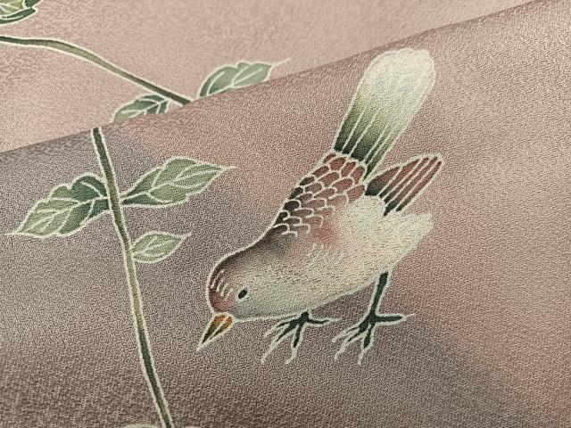 平和屋着物■訪問着　友禅　花鳥文　正絹　逸品　BAAY0398mz