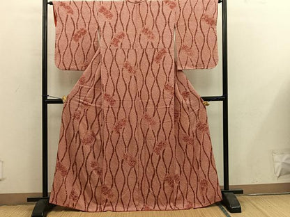 平和屋着物■上質な小紋　総絞り　立涌花文　正絹　逸品　BAAY0400mz