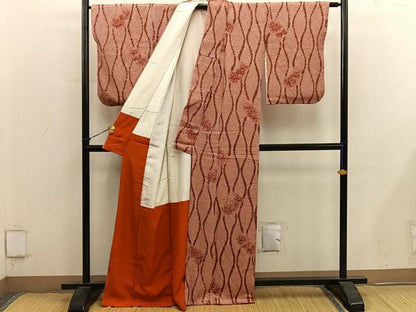 平和屋着物■上質な小紋　総絞り　立涌花文　正絹　逸品　BAAY0400mz