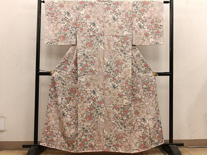 平和屋着物■上質な小紋　草花文　正絹　逸品　未使用　BAAY0401mz