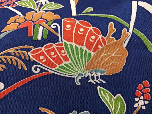 平和屋着物■上質な小紋　舞蝶花文　正絹　逸品　BAAY0404mz
