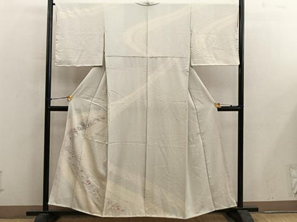 平和屋着物■訪問着　絞り　刺繍　菊花文　銀彩　正絹　逸品　BAAY0406mz