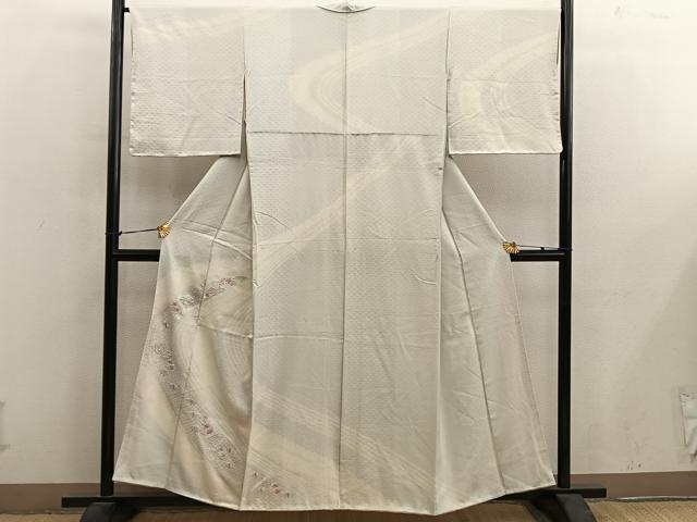 平和屋着物■訪問着　絞り　刺繍　菊花文　銀彩　正絹　逸品　BAAY0406mz