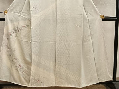 平和屋着物■訪問着　絞り　刺繍　菊花文　銀彩　正絹　逸品　BAAY0406mz