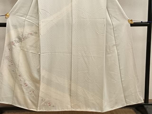 平和屋着物■訪問着　絞り　刺繍　菊花文　銀彩　正絹　逸品　BAAY0406mz