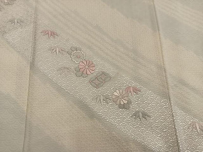 平和屋着物■訪問着　絞り　刺繍　菊花文　銀彩　正絹　逸品　BAAY0406mz