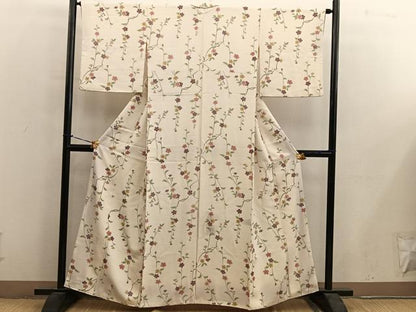 平和屋着物■上質な小紋　枝桜文　正絹　逸品　BAAY0407mz