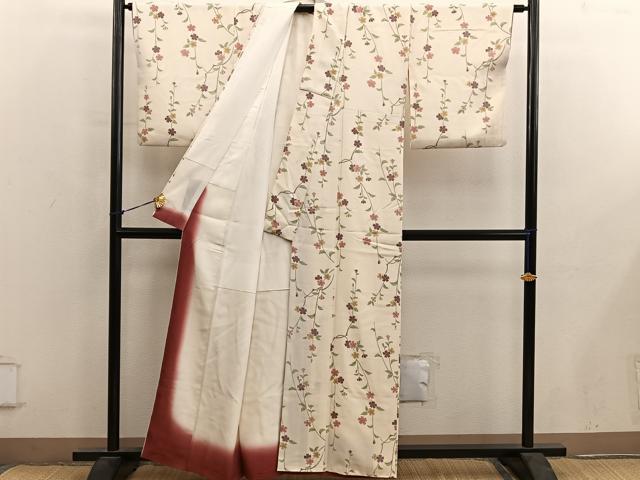 平和屋着物■上質な小紋　枝桜文　正絹　逸品　BAAY0407mz