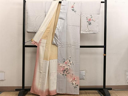 平和屋着物■訪問着　手書き　枝花文　暈し染め　正絹　逸品　BAAY0411mz