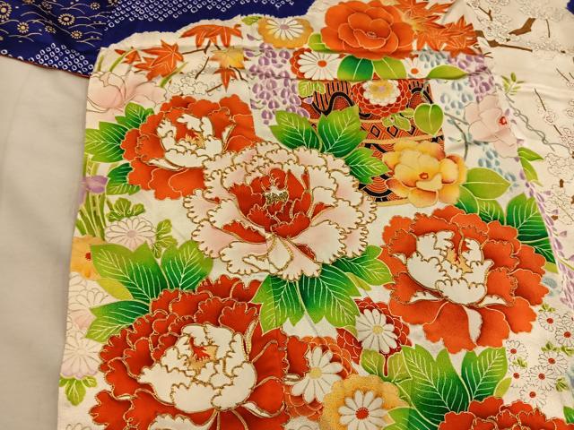 平和屋着物■豪華振袖　駒刺繍　絞り　牡丹花文　金彩　正絹　逸品　BAAY0412mz
