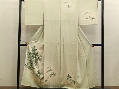平和屋着物■訪問着　手描き　樹林風景文　暈し染め　正絹　逸品　BAAY0415mz