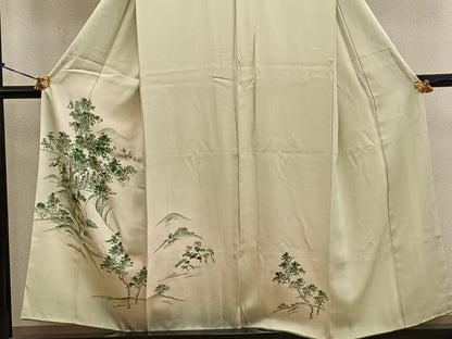 平和屋着物■訪問着　手描き　樹林風景文　暈し染め　正絹　逸品　BAAY0415mz