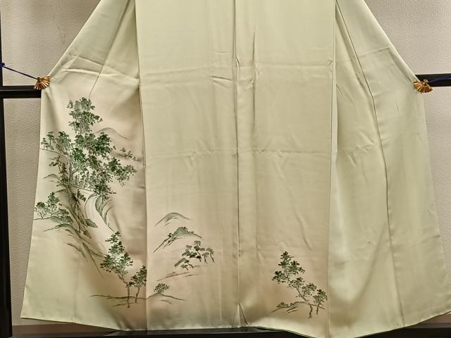 平和屋着物■訪問着　手描き　樹林風景文　暈し染め　正絹　逸品　BAAY0415mz