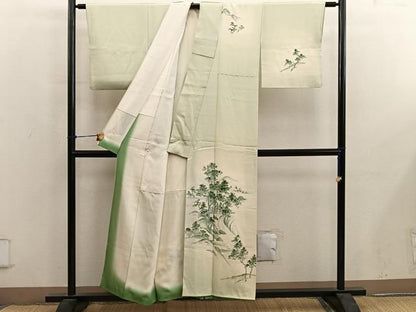 平和屋着物■訪問着　手描き　樹林風景文　暈し染め　正絹　逸品　BAAY0415mz