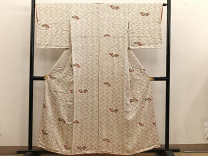 平和屋着物■上質な小紋　扇面御所車花文　やまと誂製　正絹　逸品　BAAY0418mz