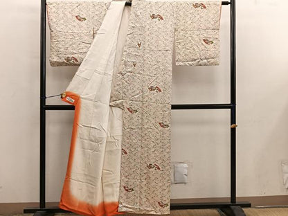 平和屋着物■上質な小紋　扇面御所車花文　やまと誂製　正絹　逸品　BAAY0418mz