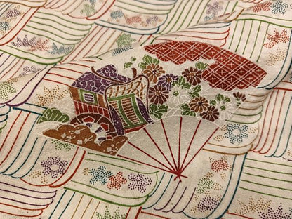 平和屋着物■上質な小紋　扇面御所車花文　やまと誂製　正絹　逸品　BAAY0418mz