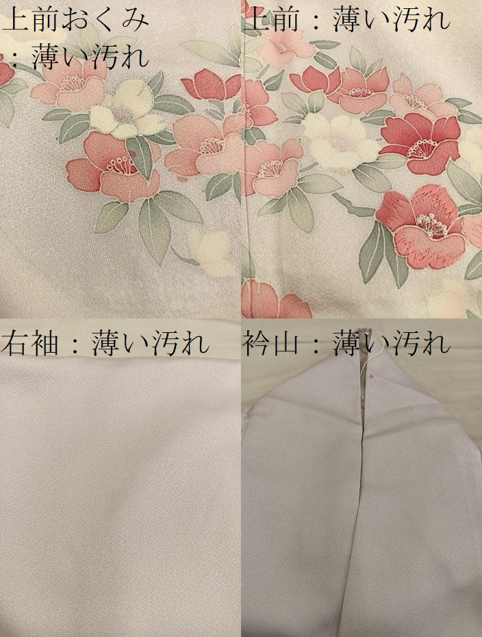 平和屋着物■訪問着　刺繍　草花文　暈し染め　銀彩　正絹　逸品　BAAY0419mz