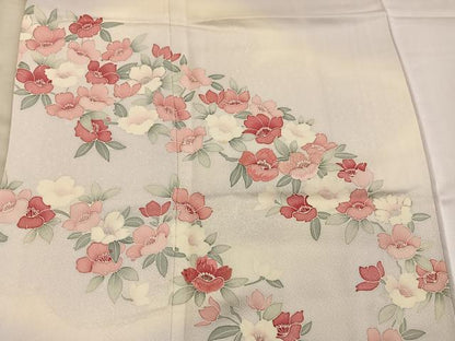 平和屋着物■訪問着　刺繍　草花文　暈し染め　銀彩　正絹　逸品　BAAY0419mz