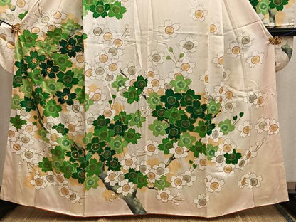 平和屋着物■豪華振袖　駒刺繍　舞桜文　正絹　逸品　BAAY0420mz
