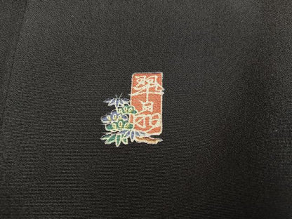 平和屋着物■豪華黒留袖　友禅　作家物　梅花文　正絹　逸品　BAAY0423mz