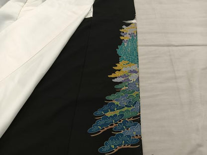 平和屋着物■豪華黒留袖　友禅　作家物　梅花文　正絹　逸品　BAAY0423mz