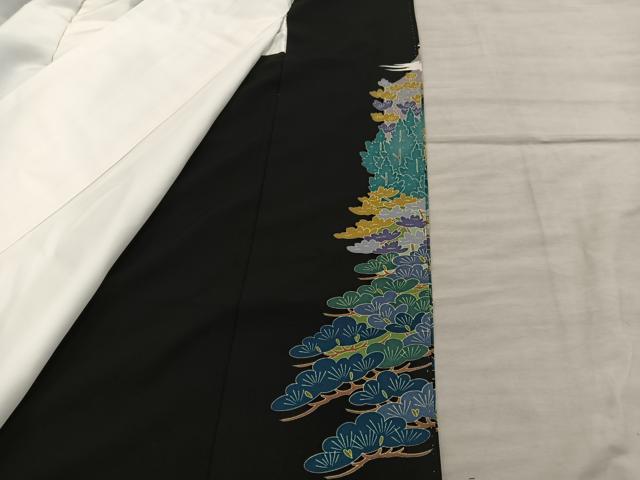 平和屋着物■豪華黒留袖　友禅　作家物　梅花文　正絹　逸品　BAAY0423mz