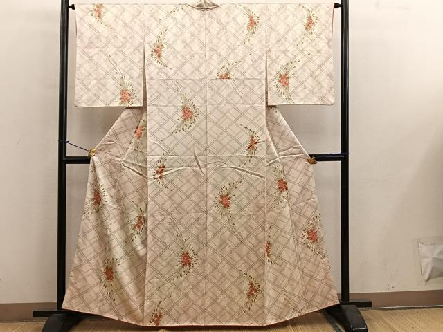 平和屋着物■上質な小紋　草花文　正絹　逸品　BAAY0424mz