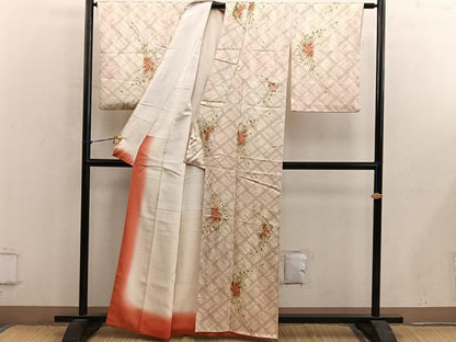 平和屋着物■上質な小紋　草花文　正絹　逸品　BAAY0424mz