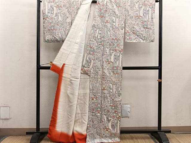 平和屋着物■上質な小紋　動物花文　金彩　正絹　逸品　BAAY0426mz