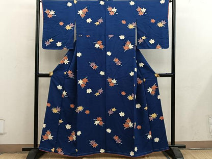 平和屋着物■上質な小紋　楓文　正絹　逸品　BAAY0427mz