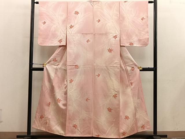 平和屋着物■上質な小紋　枝花文　暈し染め　正絹　逸品　BAAY0428mz