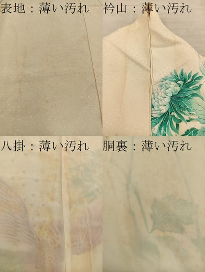 平和屋着物■訪問着　刺繍　孔雀花文　金彩　正絹　逸品　BAAY0429mz