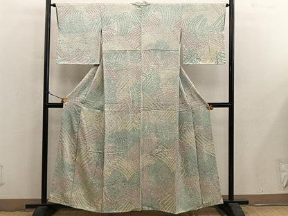 平和屋着物■上質な小紋　総絞り　立波文　正絹　逸品　BAAY0433mz