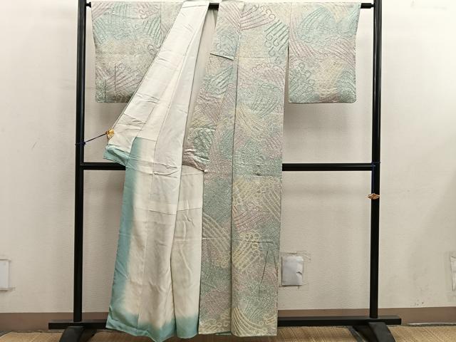 平和屋着物■上質な小紋　総絞り　立波文　正絹　逸品　BAAY0433mz