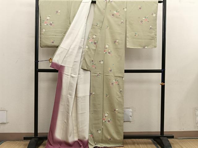 平和屋着物■上質な小紋　枝椿　金彩　正絹　逸品　BAAY0439mz