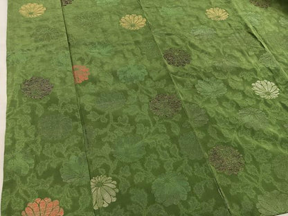 平和屋着物■上質な小紋　菊花文　寿光織　金銀糸　正絹　逸品　BAAY0441mz